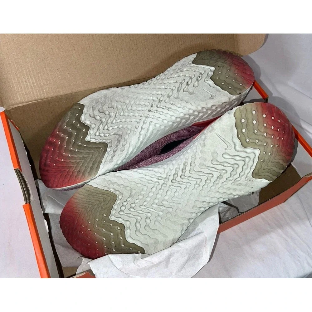 Nike Women's Epic React Flyknit 2 Plum Dust/Coral-Ember Glow Shoes,‎ 10